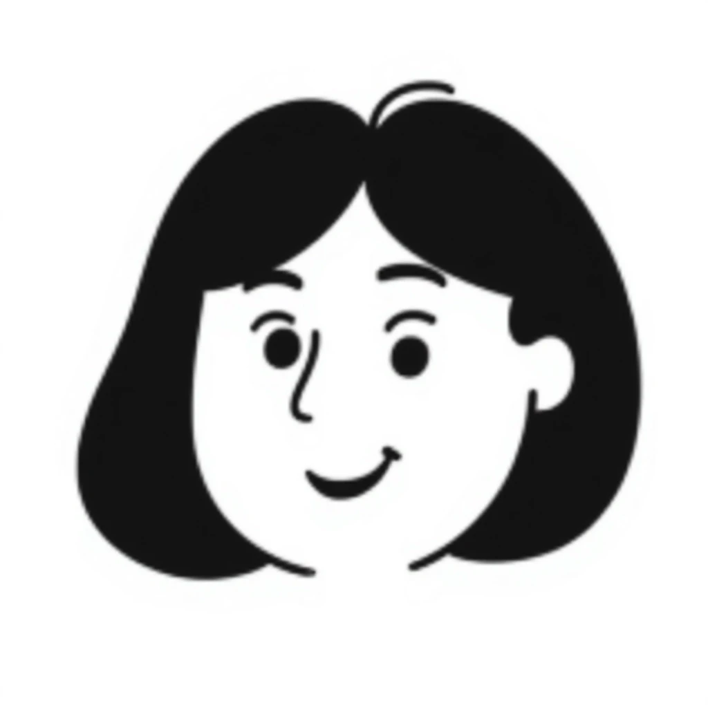 cute girl face, hand-drawn doodle style, simple lines, smiling emoji