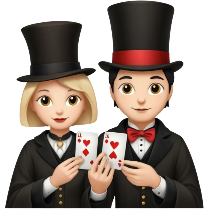 magician couple and their pet cat emoji