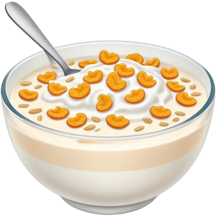 a bowl of cereal with milk, no spoon, simple, clear emoji