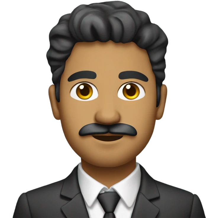 olive skinned pakistani young man with goatee and moustache wearing suit emoji