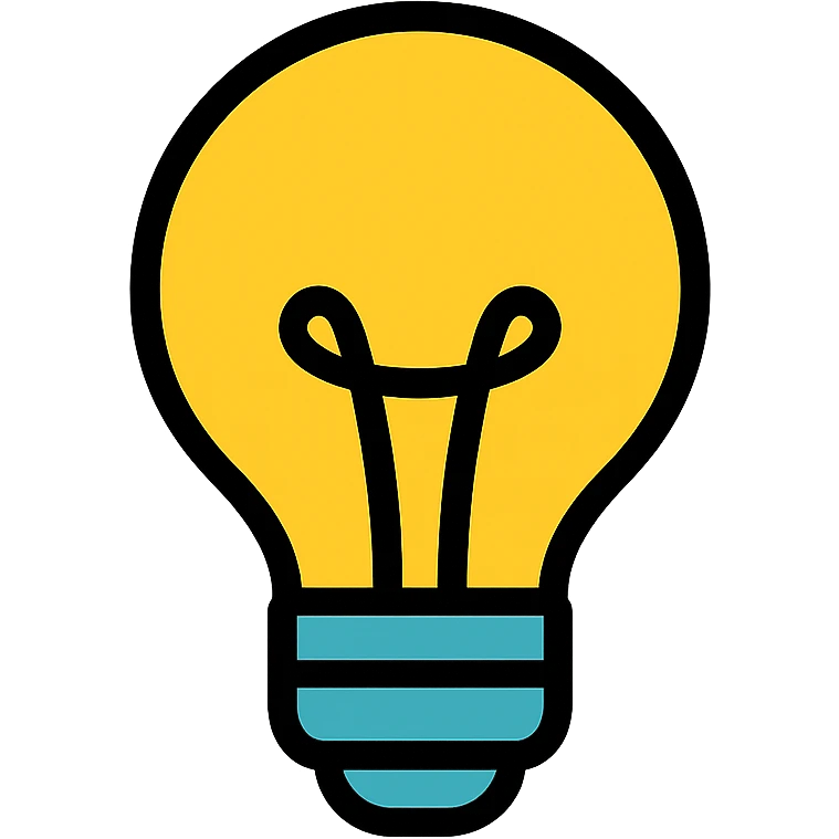 bulb icon with color outline, minimalistic and clear emoji