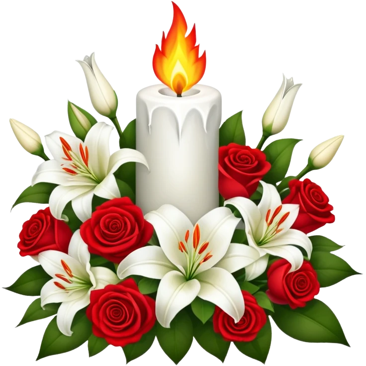 Eternal flame and flowers, symbol of remembrance May 9 emoji