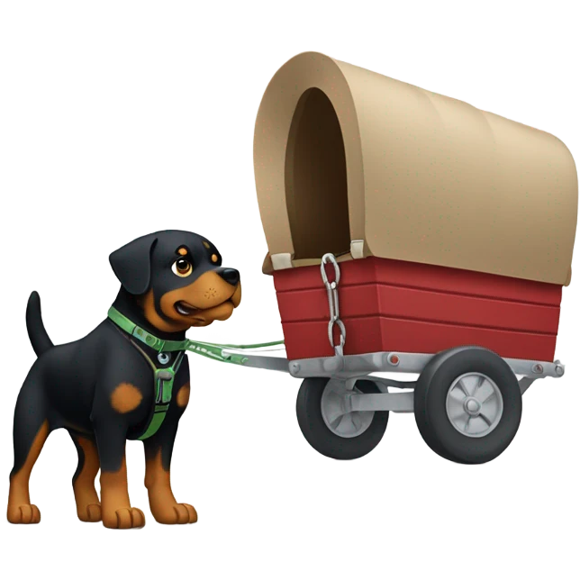 Rottweiler pulling a trailer  emoji