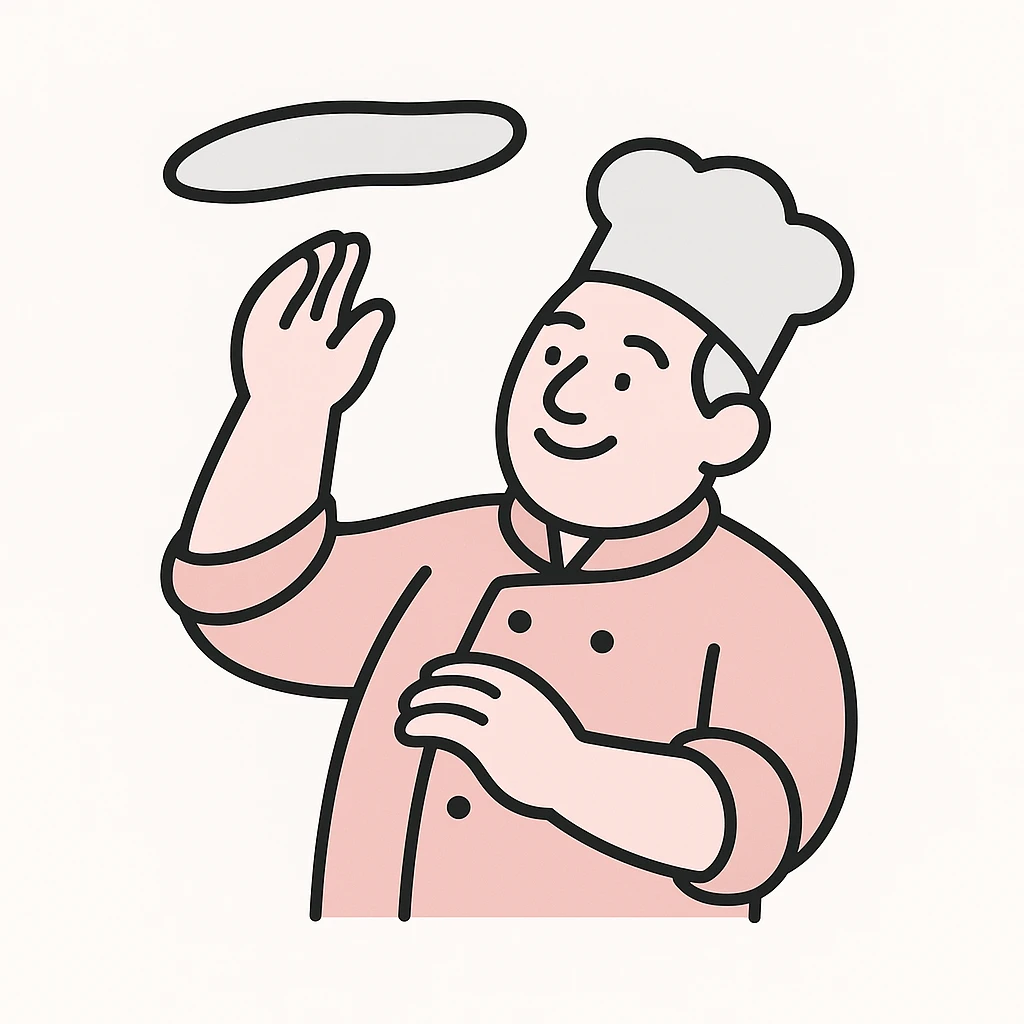 smiling Italian chef spinning pizza dough emoji