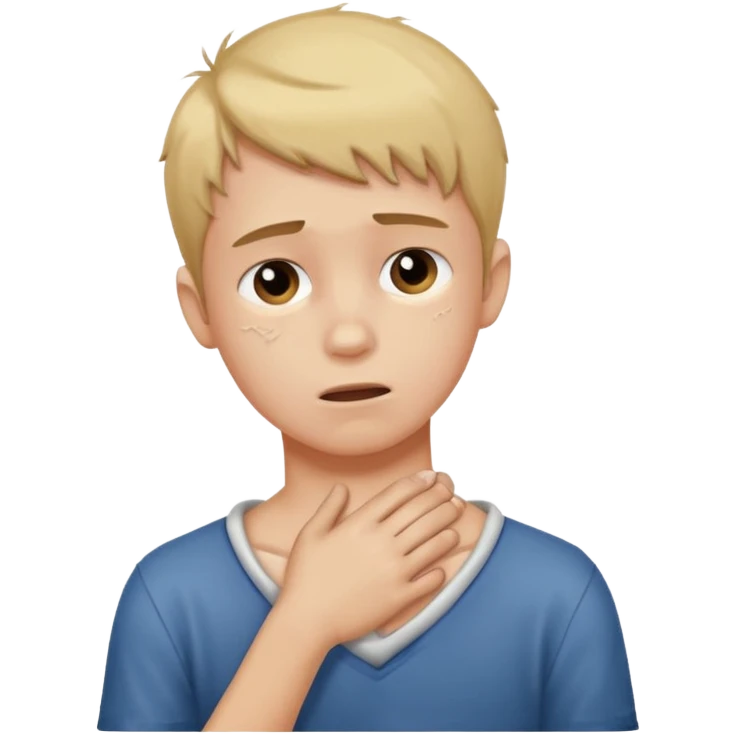 a boy holding his neck like he’s chocking  emoji