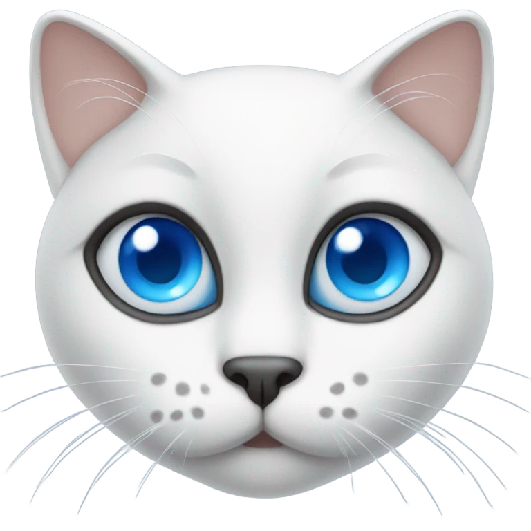 White colored cat face with blue eyes emoji