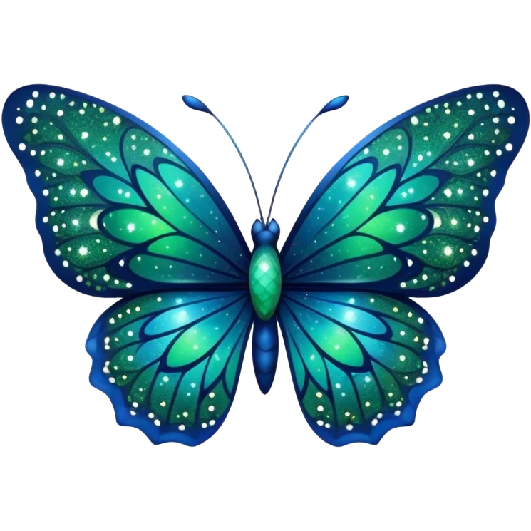 blue and green butterfly with stars from night sky emoji