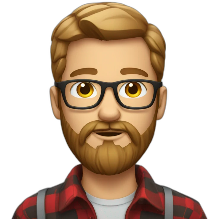 European bearded guy wearing glasses and Lumberjack shirt emoji