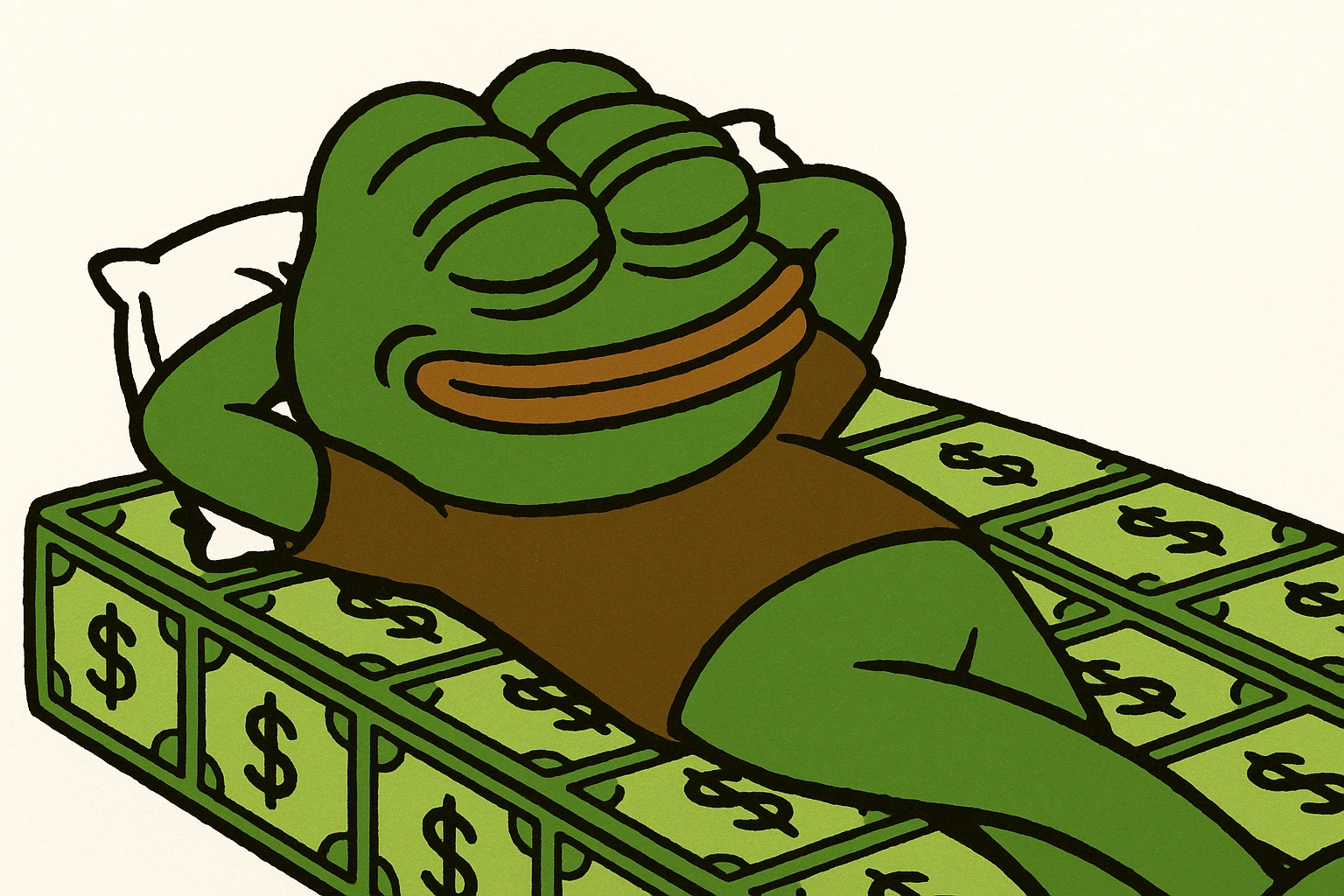 happy person napping on mattress of money emoji