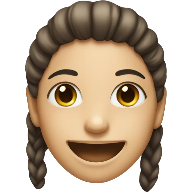 A girl with a smiling mask, who is making the sign, of love and peace  emoji