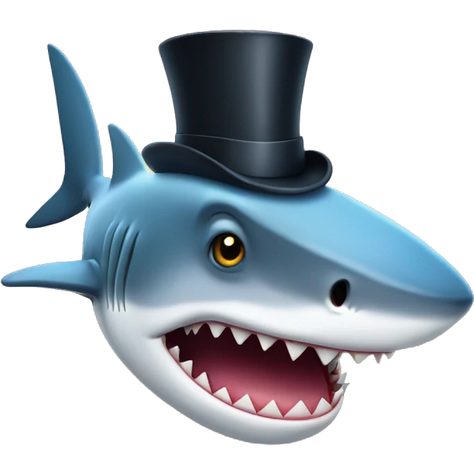 Shark with a top hat emoji