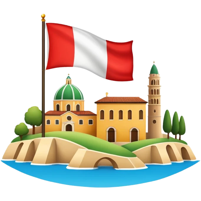 Italy theme, landmarks and flag, playful, emoji style emoji