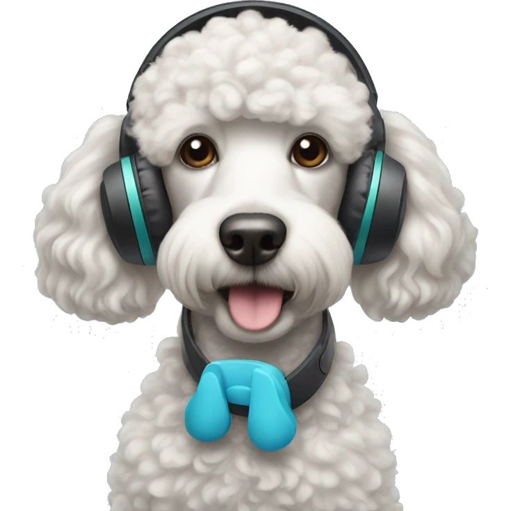 Poodle, wearing headphone emoji