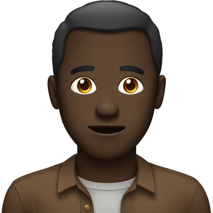 very dark black man in brown shirt with holes in it and distressed  emoji
