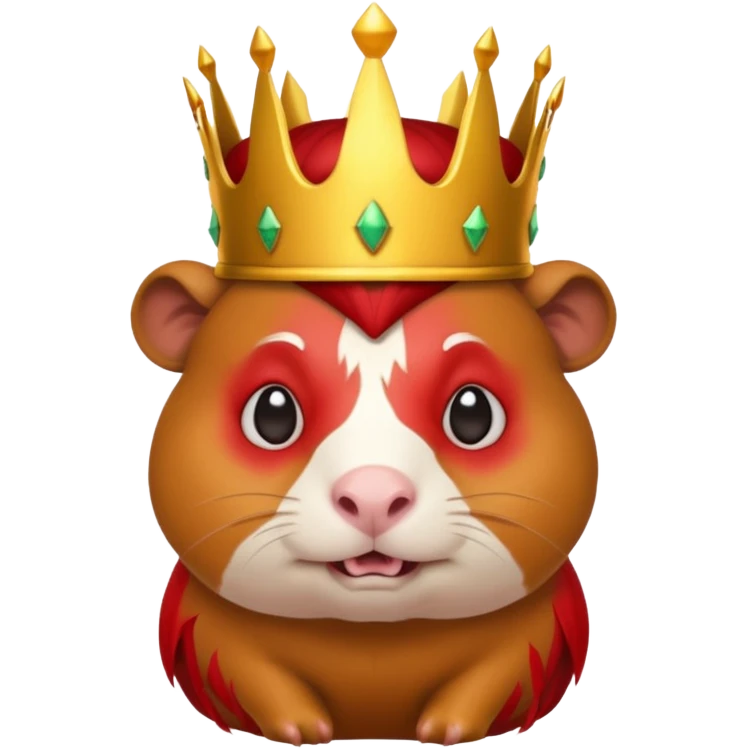 guinea pig as an evil demon king, emoji style, wearing a crown emoji