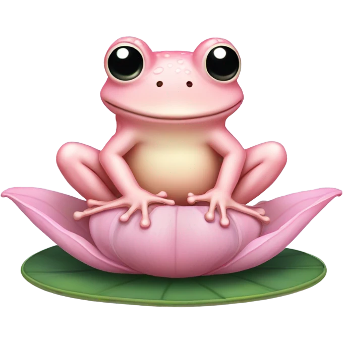 Light pink pastel frog on lily pad  emoji