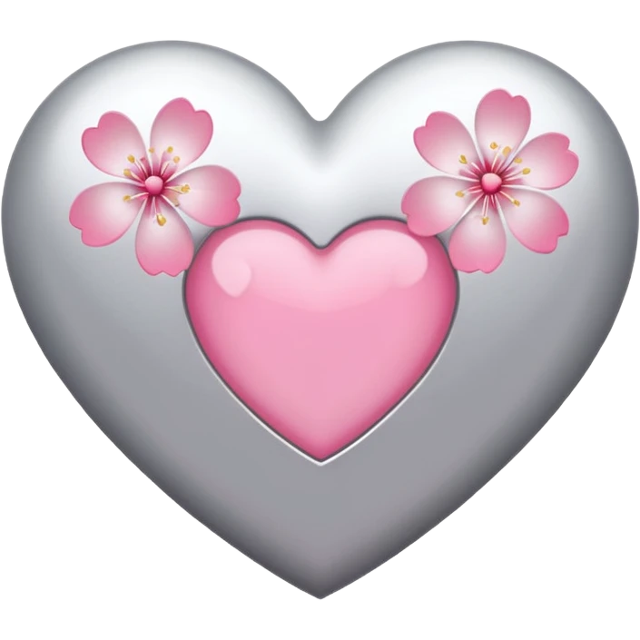 heart with a sakura blossom overlay and silver highlights emoji