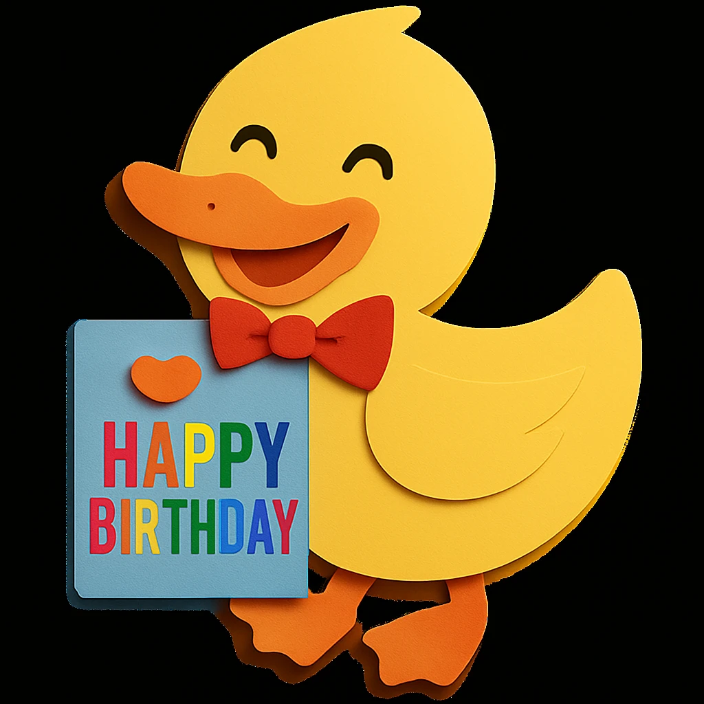 Change the wording color of 'Happy Birthday' on the card to visually good looking and matching rainbow colors. Keep all other design elements unchanged. emoji