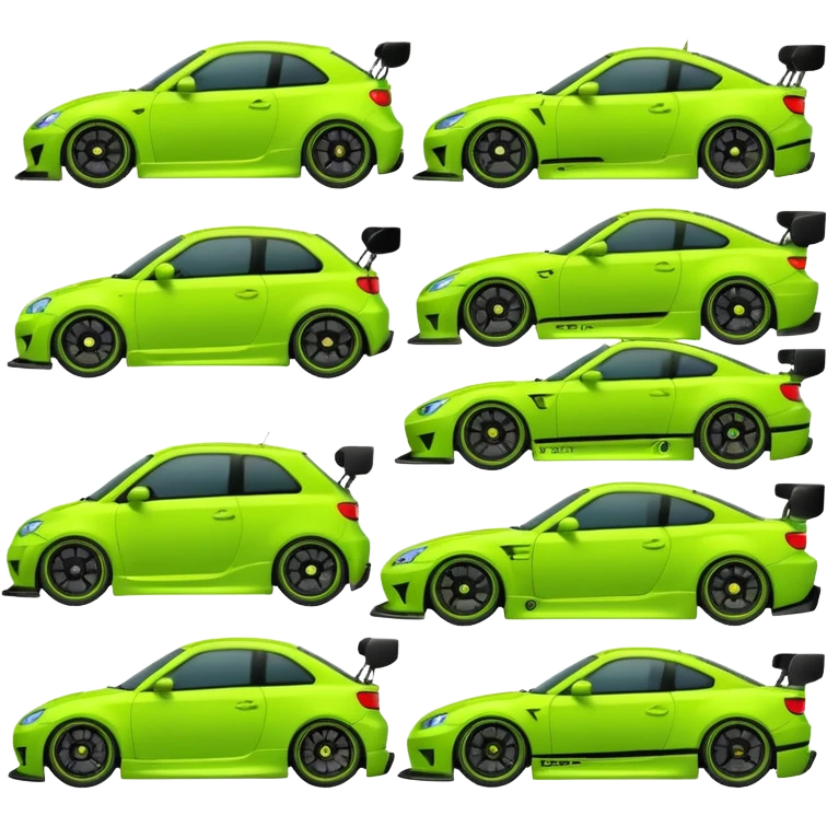 Emoji pack for R2 motorsport company, drift builds, motorsport parts, lime theme, just text emoji