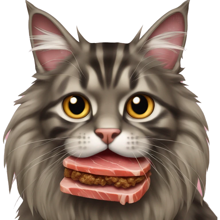 Maine coon eat meat emoji