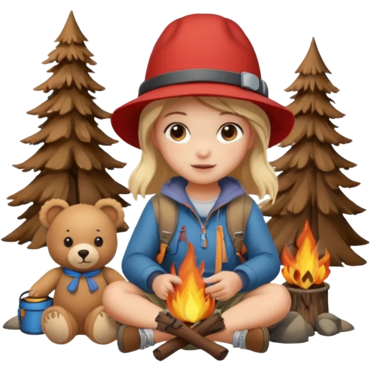 A girly Teddy bear camping emoji