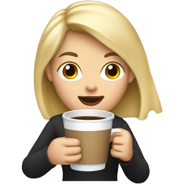 Woman blonde hair with coffee emoji