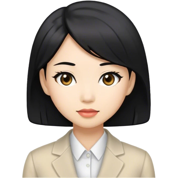 Japanese business woman with light skin tone and black hair emoji