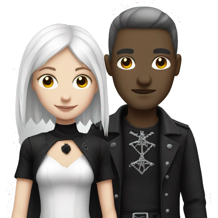 white man holding a hand of goth girl emoji