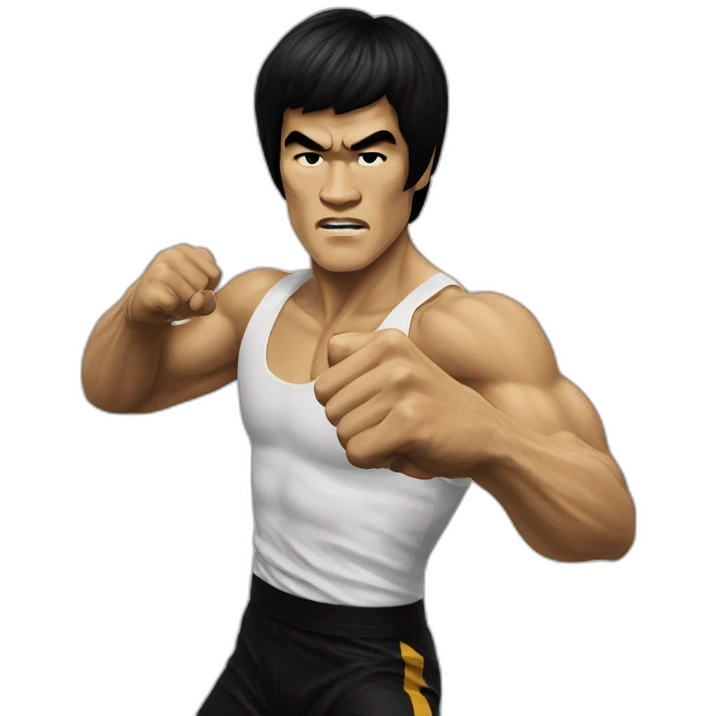 Bruce lee shows fist emoji