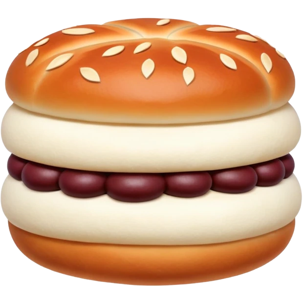 Red bean bun, sweet Chinese bread with red bean paste filling emoji
