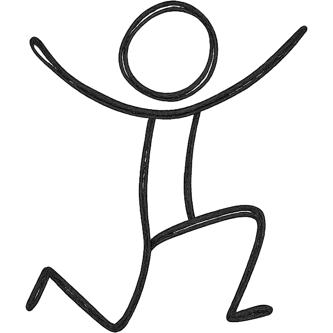 stickman jumping, playful, minimal lines emoji
