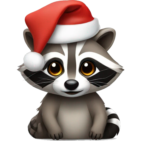 cute raccoon wearing santa hat emoji