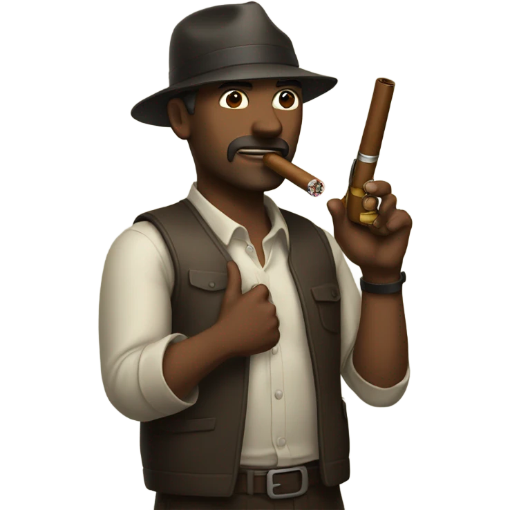 Man smoking cigar with a gun  emoji