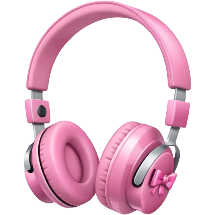 Headphones with cute pink bow  emoji