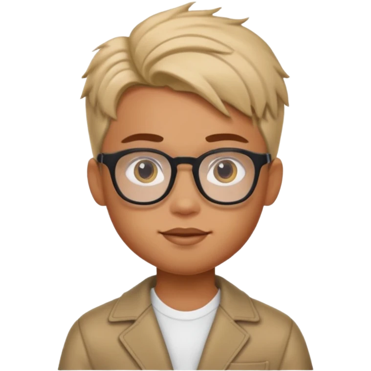 generate a pretty bratz boy with spectacles on, slightly healthy, tan emoji