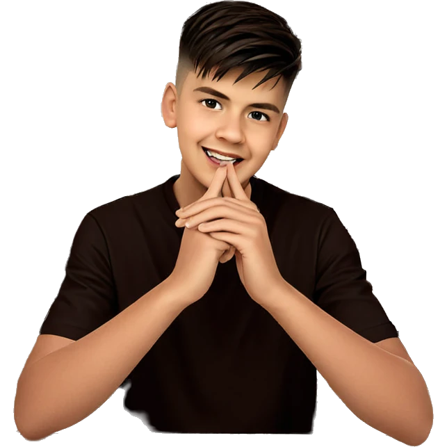 smiling boy at restaurant table emoji