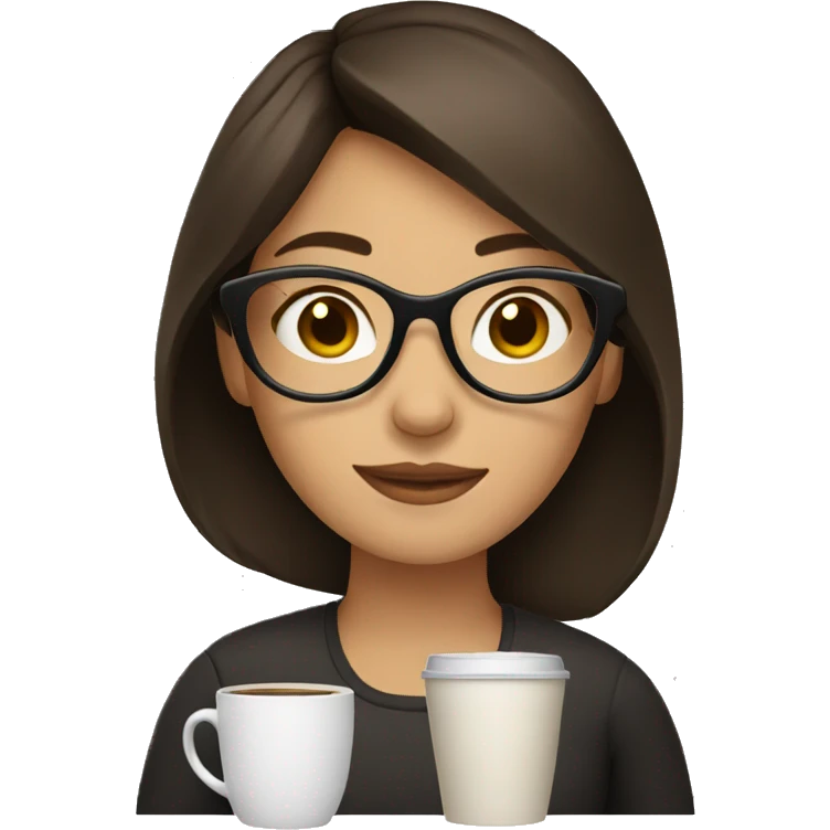 brunette with glasses, drinking coffee  emoji