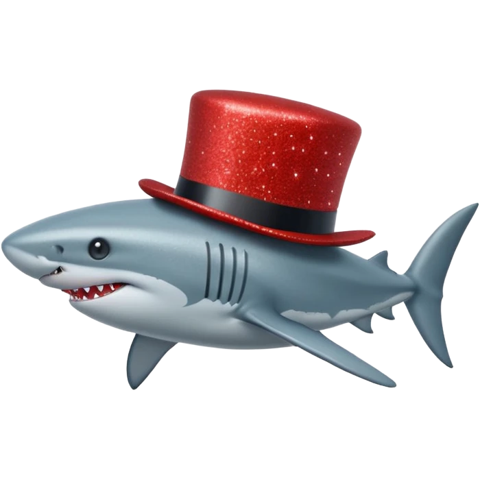 red glitter top hat shark emoji