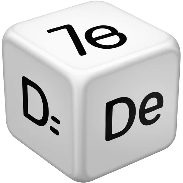 create a dice with the words "der" "die" and "das" written on each visible side emoji