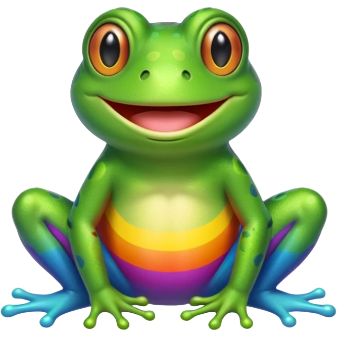cheerful frog with rainbow colors emoji