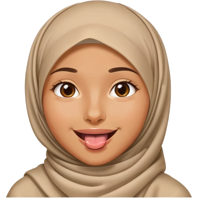nữ, 15 tuổi, đội khăn hijab, tongue out, cười tươi emoji