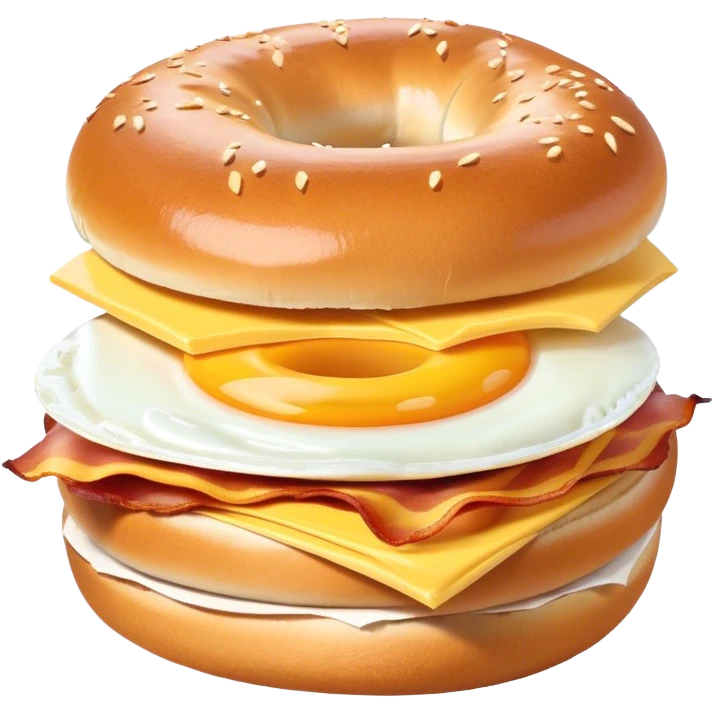 bacon egg cheese bagel with bite taken out in a bag  emoji