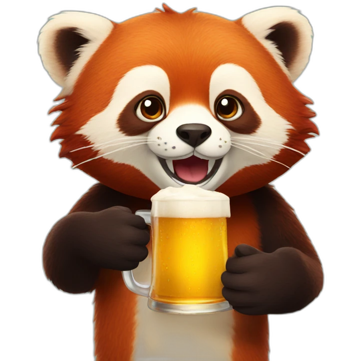red panda drinks beer emoji