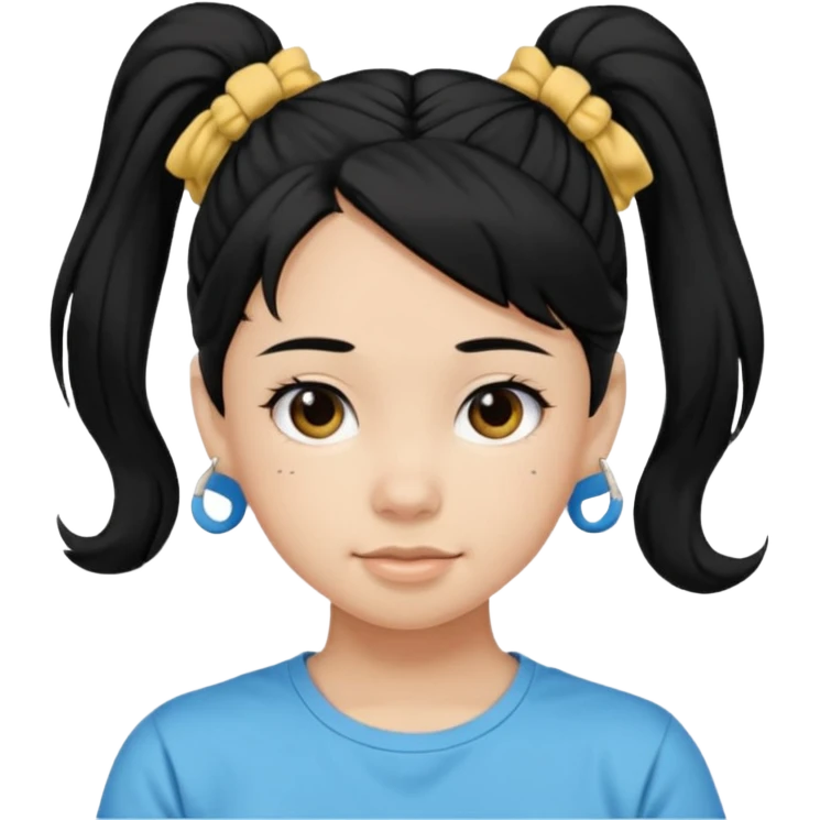Teen girl with scrunchie ponytail black hair emoji