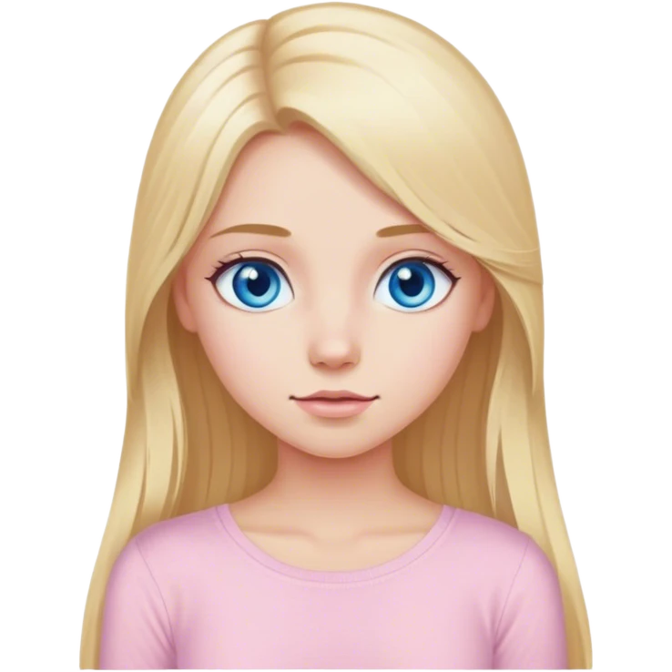 Long blonde hair blue eyed girl light pink top  emoji