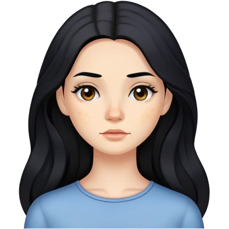 woman with acne, long black hair and subtle makeup emoji