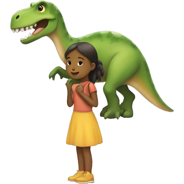 Girl carrying a dinosaur  emoji