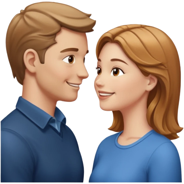 a person chatting up another person, one white male, one white woman facing each other talking emoji