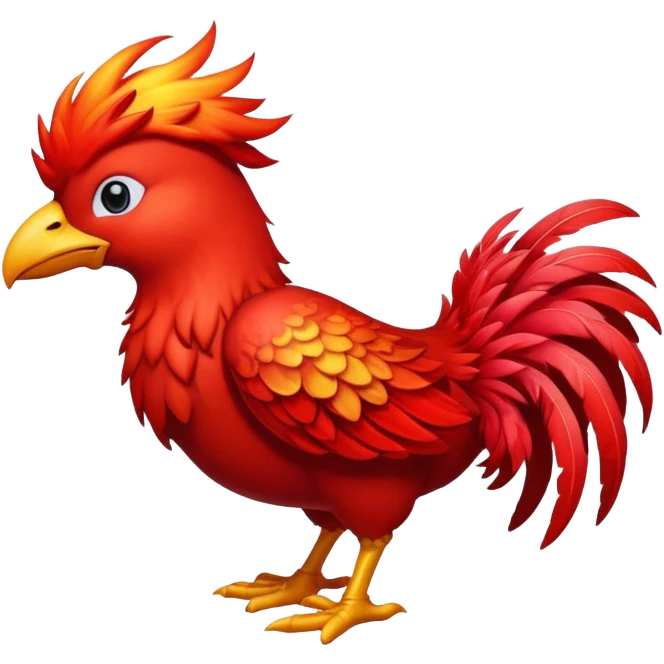 Red chocobo from Final Fantasy, fiery crimson bird emoji