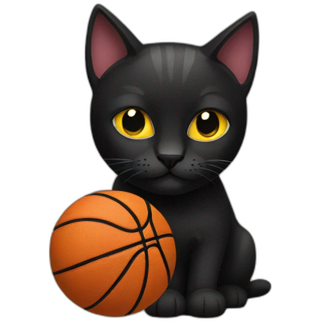 Black cat basket-ball emoji